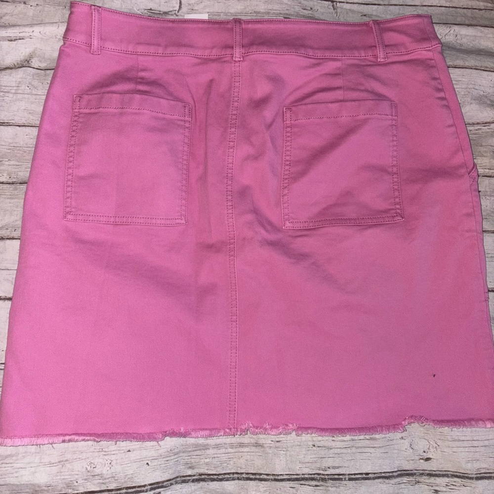 NWT! Ann Taylor Loft pink utility cargo frayed hem skirt - Picture 6 of 6